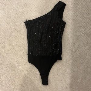 Superdown One Shoulder Sequin Bodysuit - Size Small